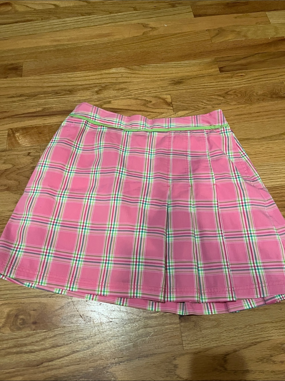Lilly Pulitzer Pink Plaid Mini Skirt with Green Accents